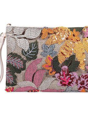 Women's Floral Embroidery Sequin Evening Clutch Bags Party Purses Beaded Bags